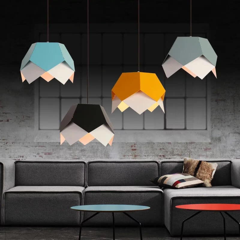 Modern Colorful Geometric Lotus Pendant Light