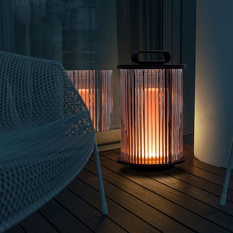 Modern Stainless Steel Glass Column LED Outdoor Floor Lamp — 110V-120V For US/CA