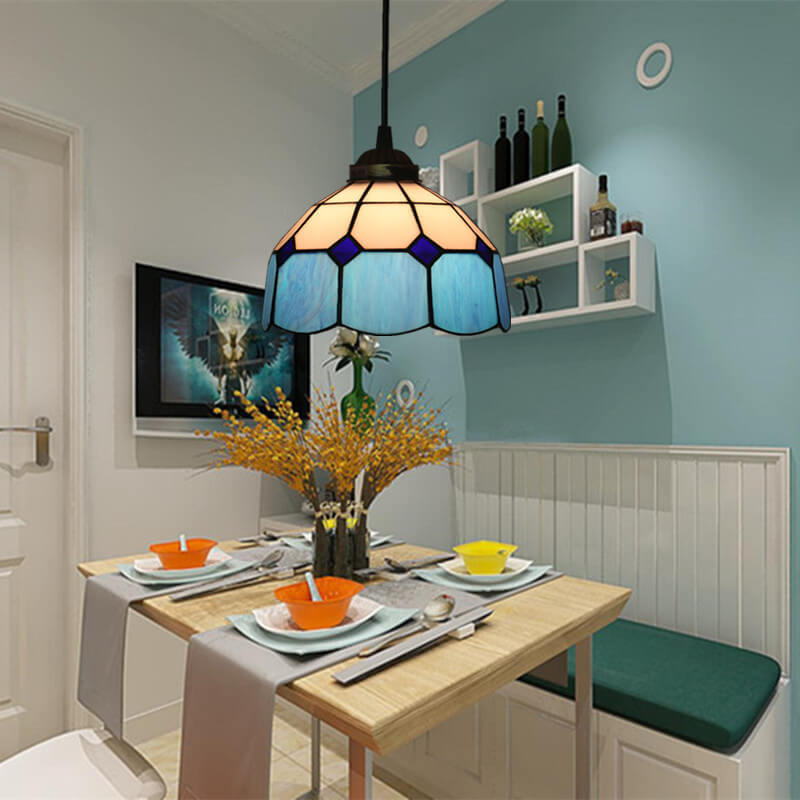 Tiffany European Stained Glass Dome Pendant Light — Yellow / 220V-240V For UK/AU