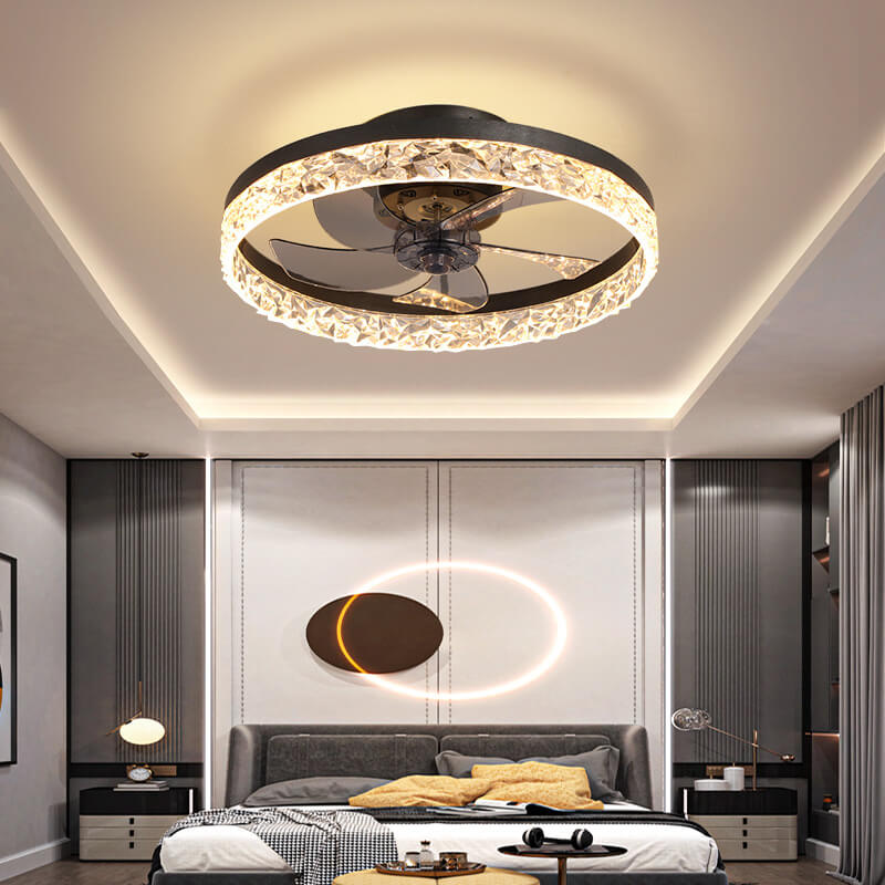 Modern Circle Ring LED Semi-Flush Ceiling Fan Light