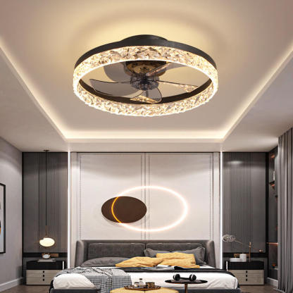 Modern Circle Ring LED Semi-Flush Ceiling Fan Light