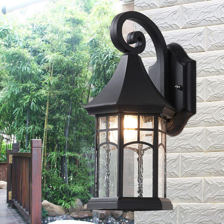 Vintage Lantern Glass Outdoor Wall Sconce