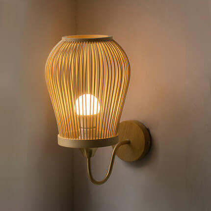 Modern Bamboo Weaving Round Wall Sconce