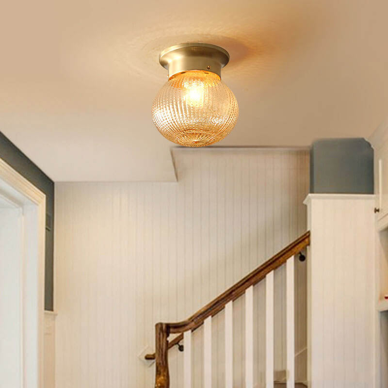 Vintage Copper Glass Round Ceiling Light