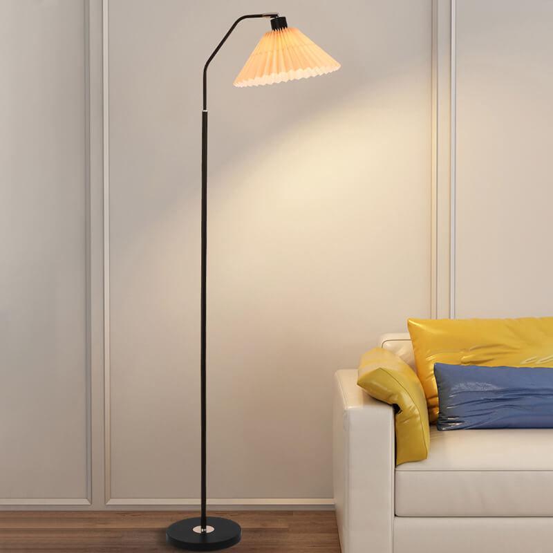 Red minimalist pleated floor lamps — 3-Color Changeable / White Base & Beige Shade / 220V-240V (UK/AU)