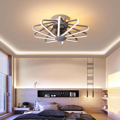 Nordic Cage LED Semi-Flush Ceiling Fan Light