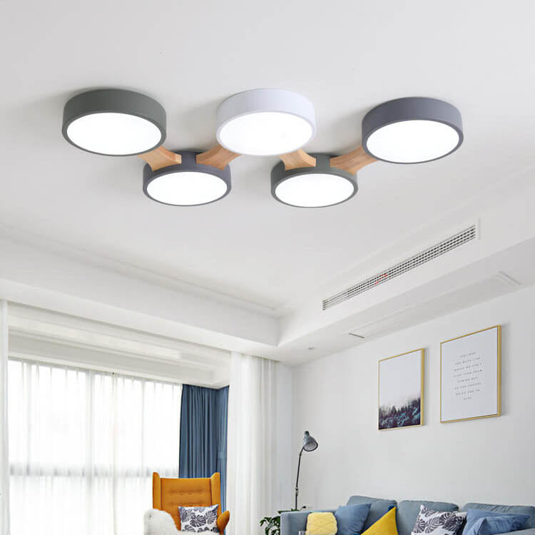 Modern Macaron Circle 3/4/5/8-Light LED Flush Mount