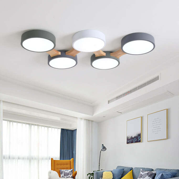 Modern Macaron Circle 3/4/5/8-Light LED Flush Mount