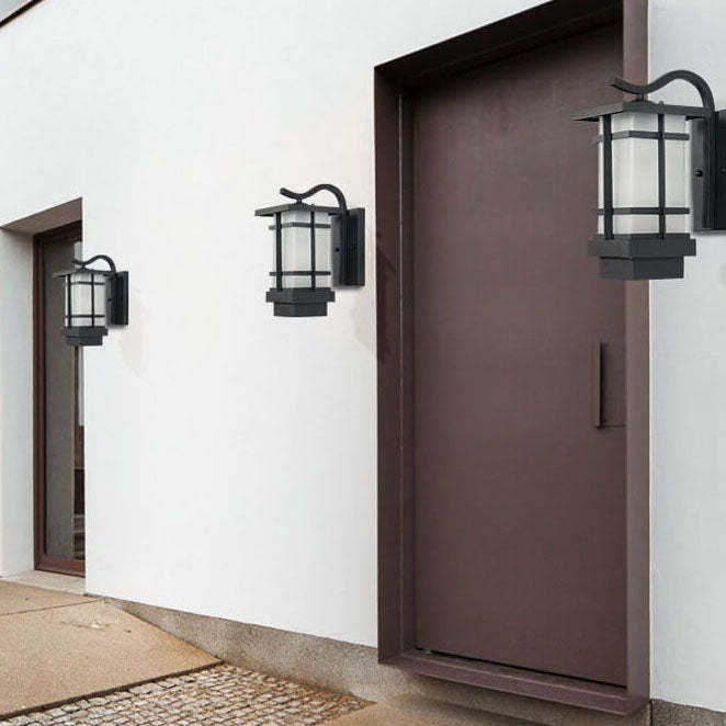 Retro Plaid Lantern Outdoor Waterproof Wall Sconce