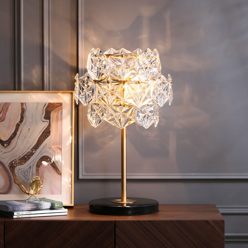 Modern Snowflake Glass Marble Base Lamp — White / 110V-120V For US/CA