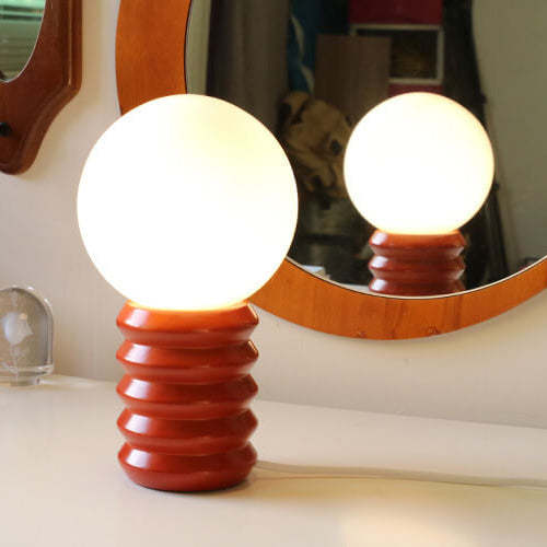 Vintage Orange Solid Glass Table Lamp