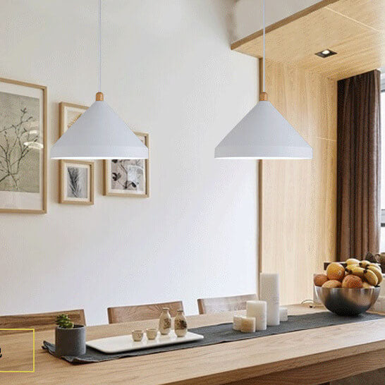Nordic shade cone pendant lighting in metal — Warm White (3000K) / Matte Black / 220V-240V (UK/AU)