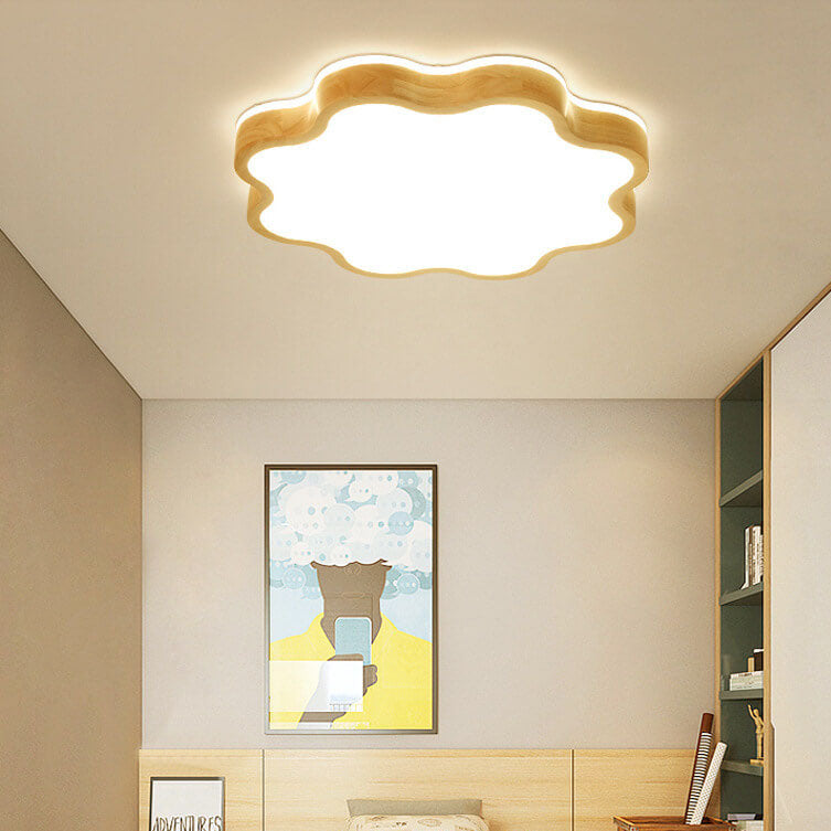 Nordic Flower Wooden LED Flush Mount Light