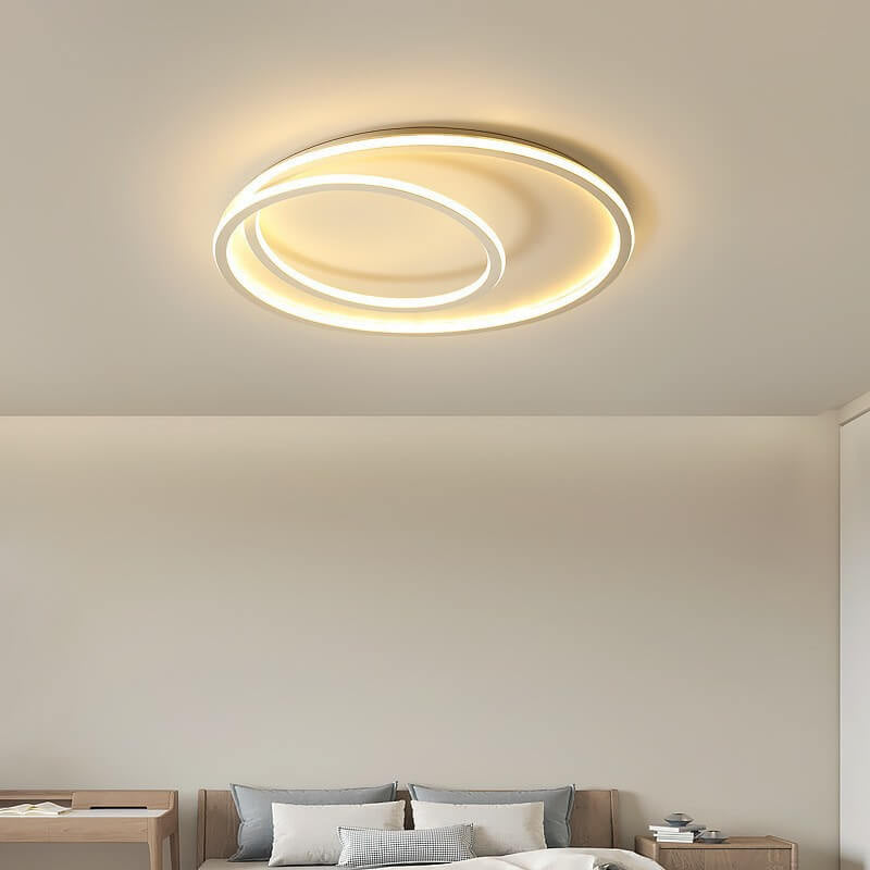 Nordic double circle flush mount lighting in iron — 5.91" H x 15.75" Dia / Cool White (6000K) / 220V-240V (UK/AU