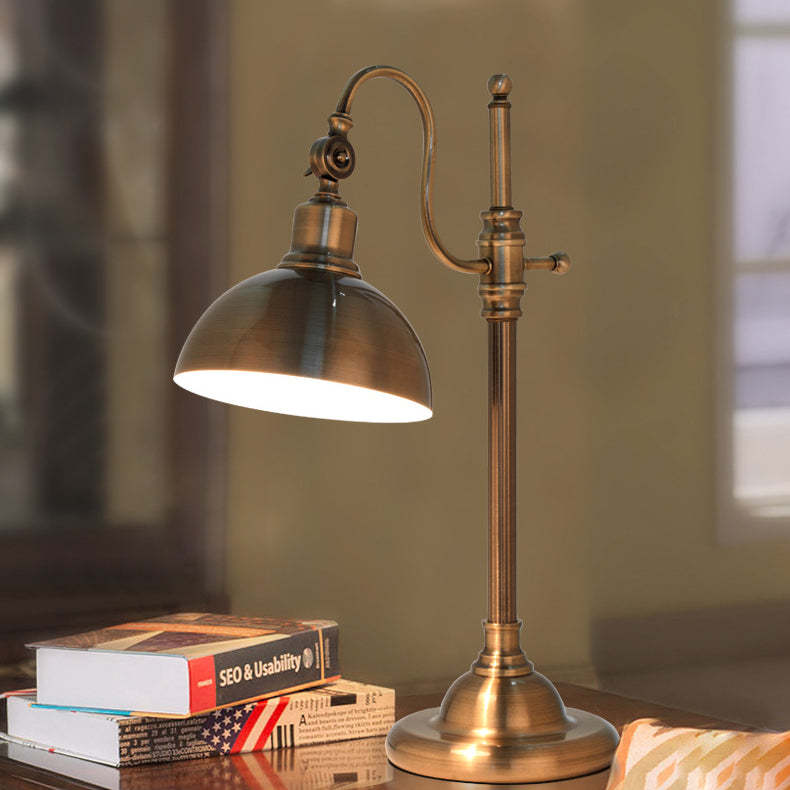 Industrial Gold Iron Long Arm LED Table Lamp