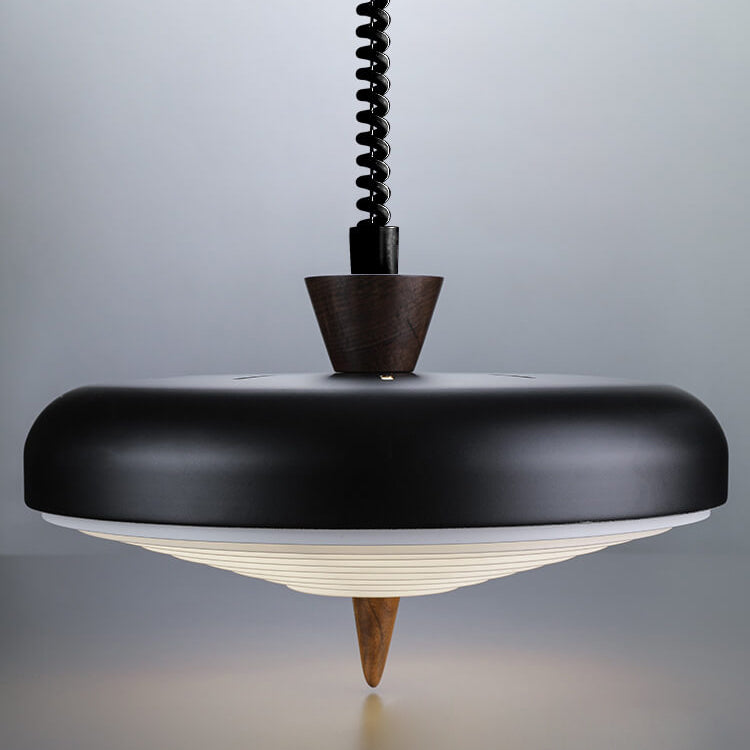 Industrial Iron Japanese Walnut Retractable Pendant Light