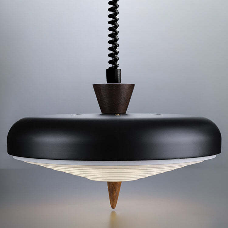 Industrial Iron Japanese Walnut Retractable Pendant Light