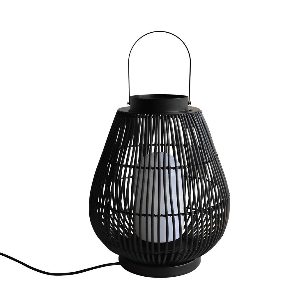Portable Black Modern Iron Woven E27 Pillar Accent Outdoor Lantern-Lighom