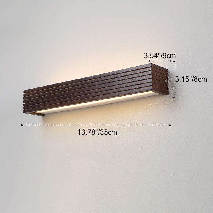 Chinese Striped Wood Cuboid LED Vanity Sconce — Warm Light (3000K) / 110V-120V For US/CA
