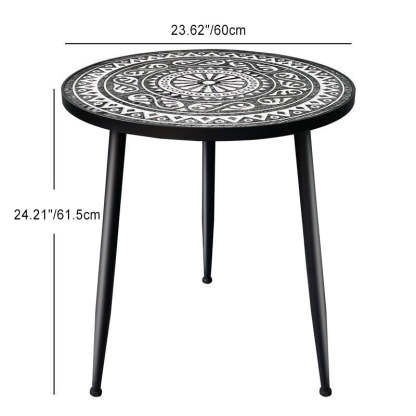 Contemporary Patterned Wood Iron Coffee Table — Black
