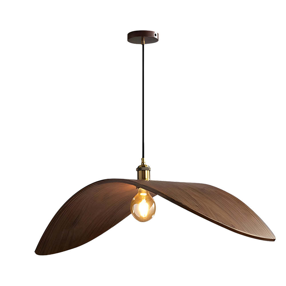 Wabi-Sabi Walnut Bar Leaf Curve Wood Pendant Light