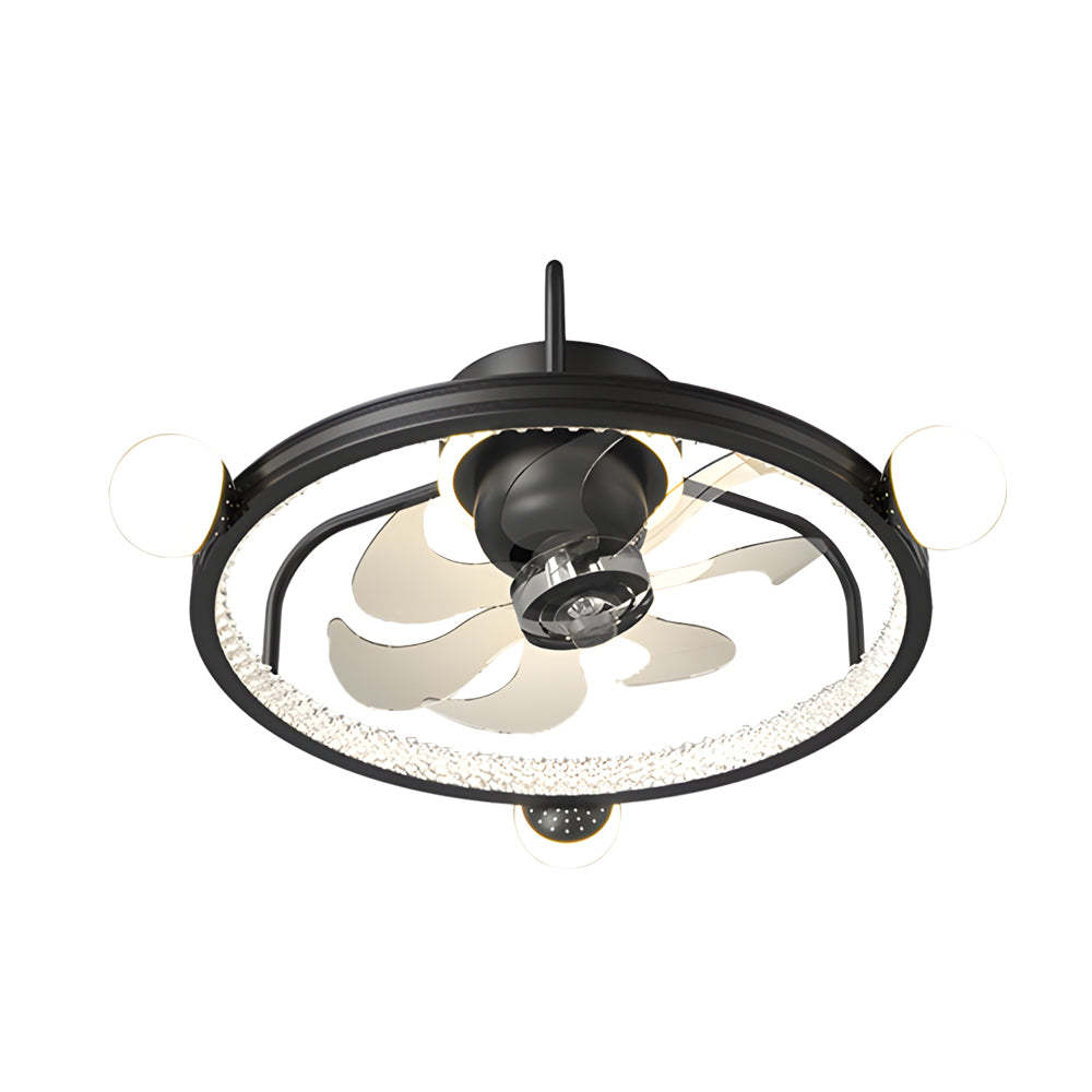 Round Acrylic Ball Decor 3 Step Dimming Modern Bladeless Ceiling Fan Light-Lighom