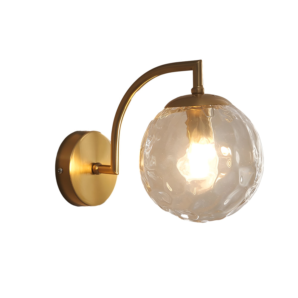 Curved Arm Rib Glass Ball Wall Sconce