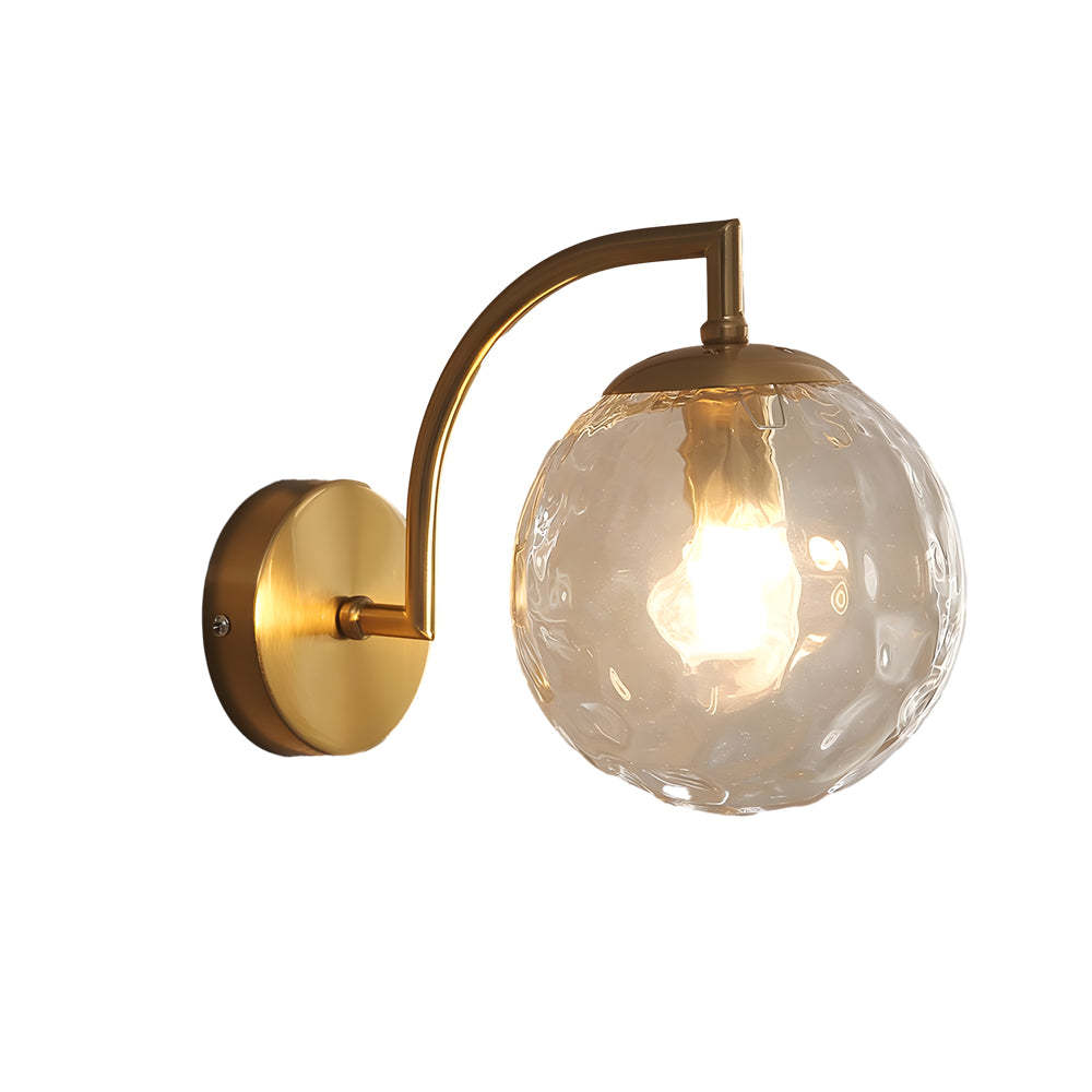 Curved Arm Rib Glass Ball Wall Sconce