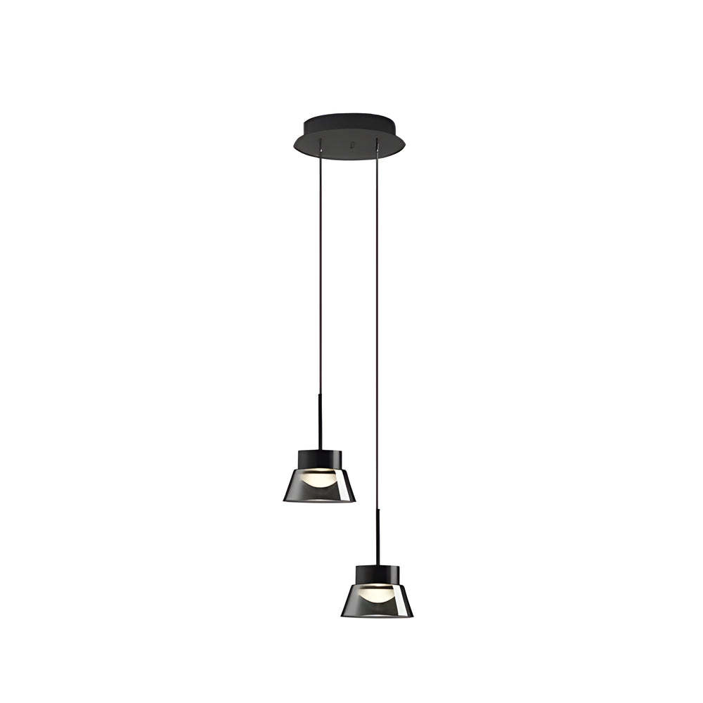 1/2-Light Smoked Gray Glass LED Island Pendant Chandelier