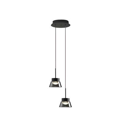 1/2-Light Smoked Gray Glass LED Island Pendant Chandelier