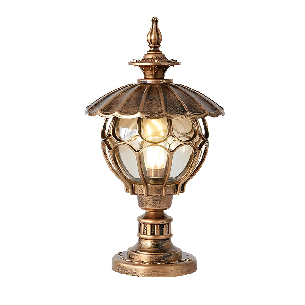 Flower Ball Cognac Glass Waterproof European Style Outdoor Pillar Lamp-Lighom