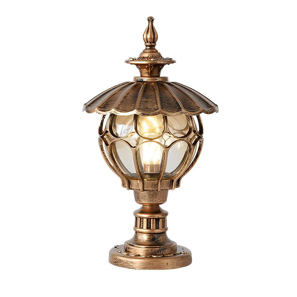 Flower Ball Cognac Glass Waterproof European Style Outdoor Pillar Lamp-Lighom