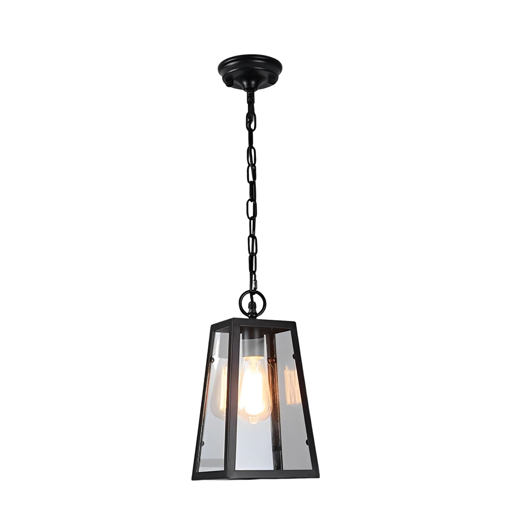 Waterproof Iron Glass LED Black American Outdoor Chandelier