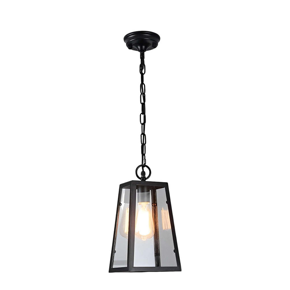 Waterproof Iron Glass LED Black American Outdoor Chandelier
