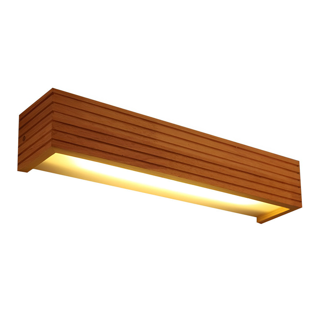 Wood Rectangular Waterproof LED Nordic Wall Sconce Lighting Mirror Light-Lighom