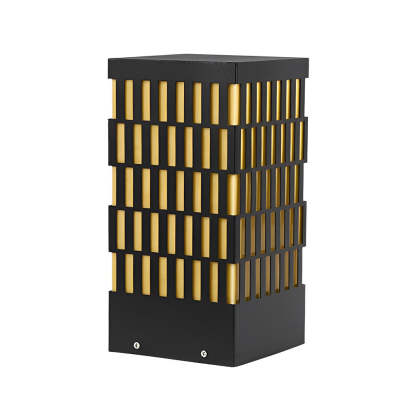 Retro Grid Designed Waterproof LED Black Modern Lawn Lamp Outdoor Lighting-Lighom