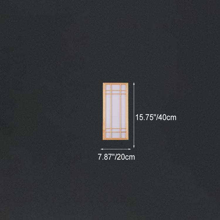 Japanese Rectangle Solid Wood Acrylic LED Sconce