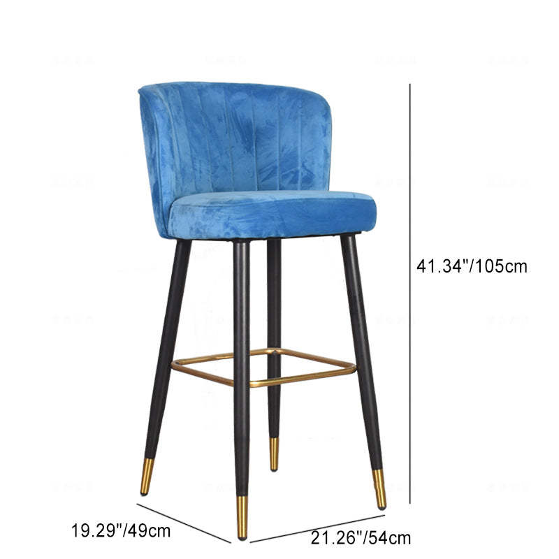 Modern Ash Iron Velvet Steel Bar Stool — Ash Wood