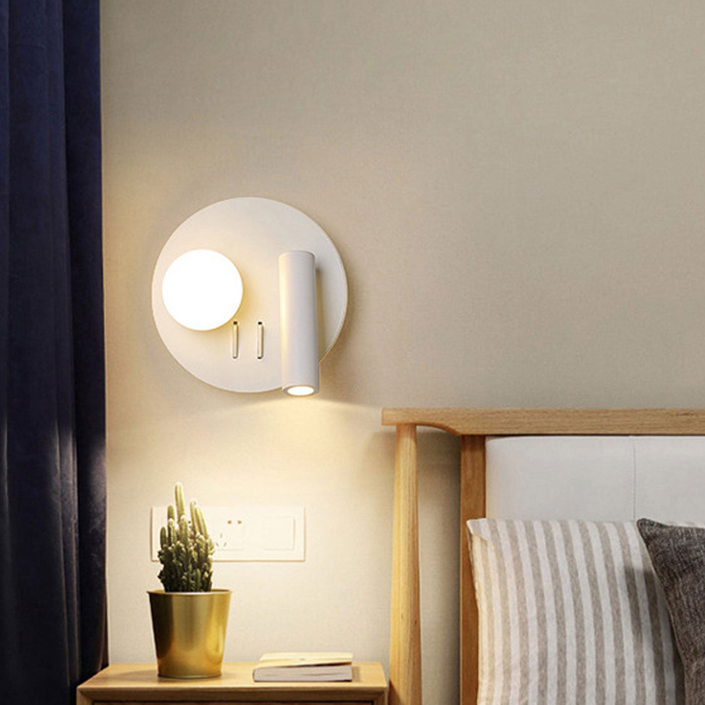 Nordic Round Square Acrylic Iron LED Reading Wall Sconce