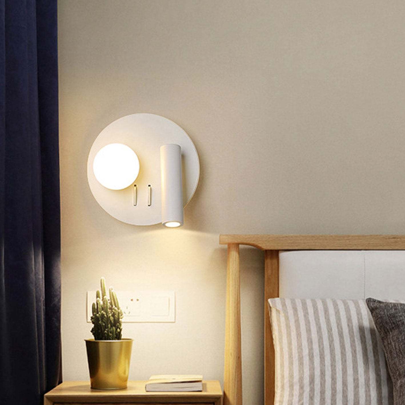 Nordic Round Square Acrylic Iron LED Reading Wall Sconce