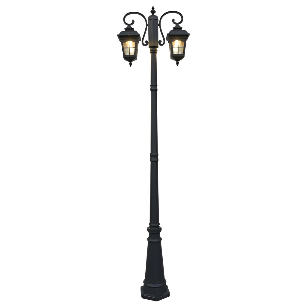 2 Lights Waterproof Black European Style Outdoor Pole Lights Public Lighting-Lighom