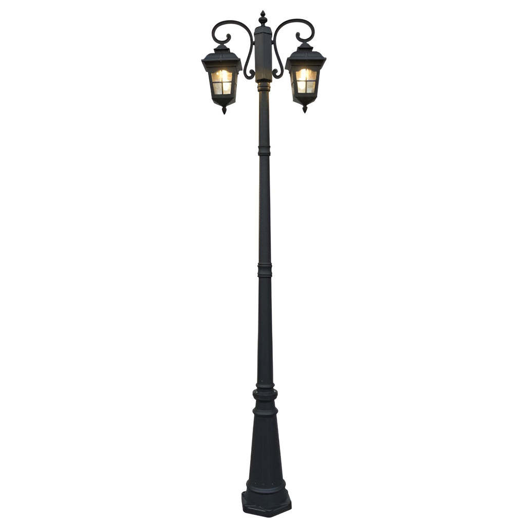 2 Lights Waterproof Black European Style Outdoor Pole Lights Public Lighting-Lighom