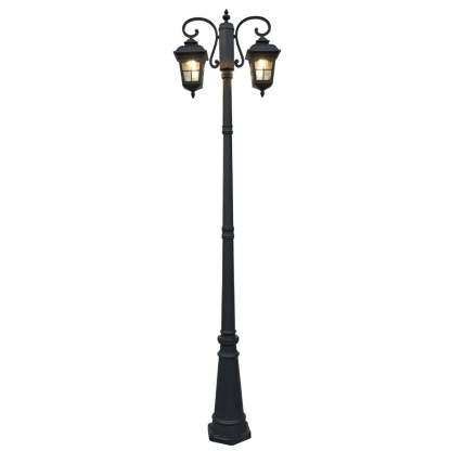 2 Lights Waterproof Black European Style Outdoor Pole Lights Public Lighting-Lighom
