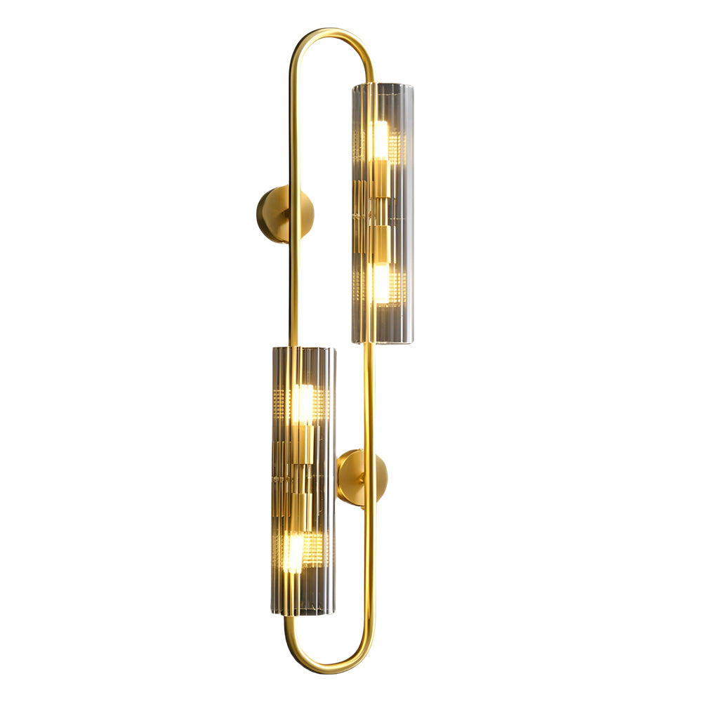Modern Luxury 4-Light Oval Brass Wall Lamp with Clear Glass Shade-Lighom