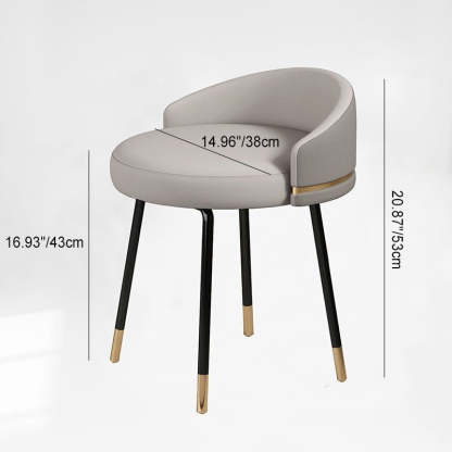 Nordic Houndstooth Leather Fabric Vanity Stool — Gray Seat + Gold Legs