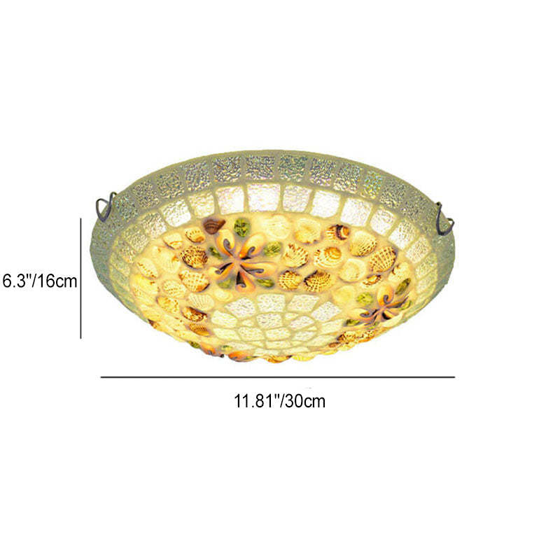 Tiffany Mosaic Shell Flush Mount Light
