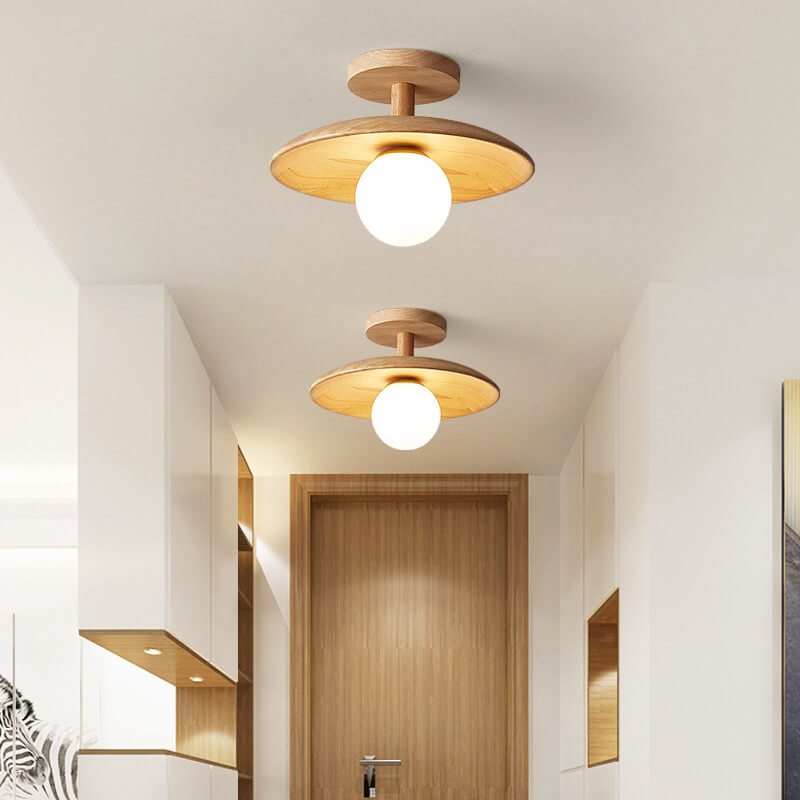 Natural creative wooden semi-flush semi-flush mount light — 7.09" / Warm White (3000K) / 220V-240V (UK/AU)