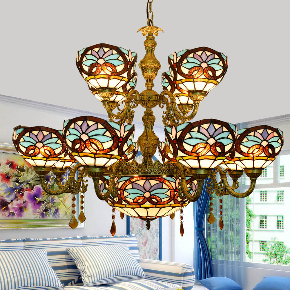 Tiffany baroque gold chandeliers in glass — 220V-240V (UK/AU)