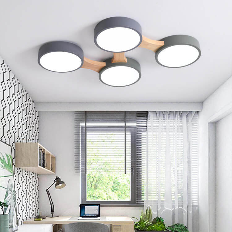 Modern circle 8-light flush mount lighting in acrylic — 3-Light / 220V-240V (UK/AU)
