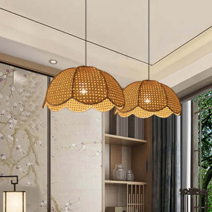 Nordic Rattan Scallop Dome Pendant Light
